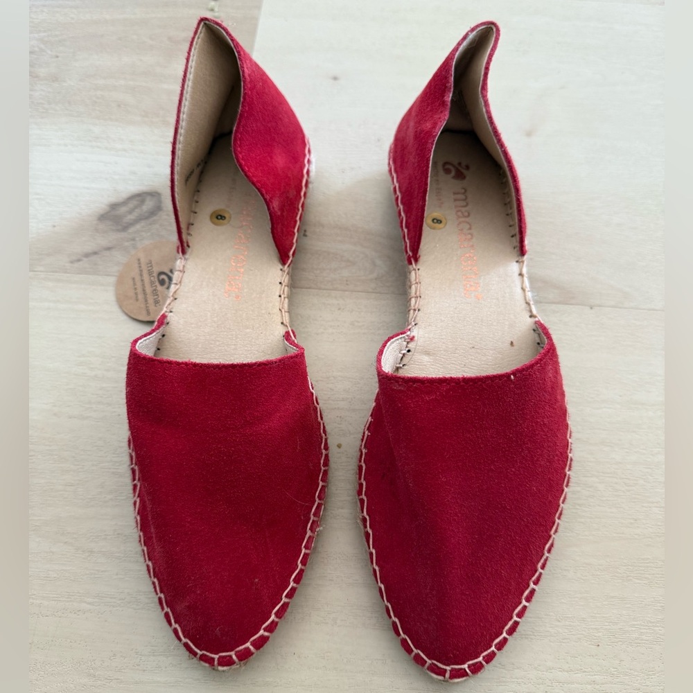 Women's Red Leather Espadrilles